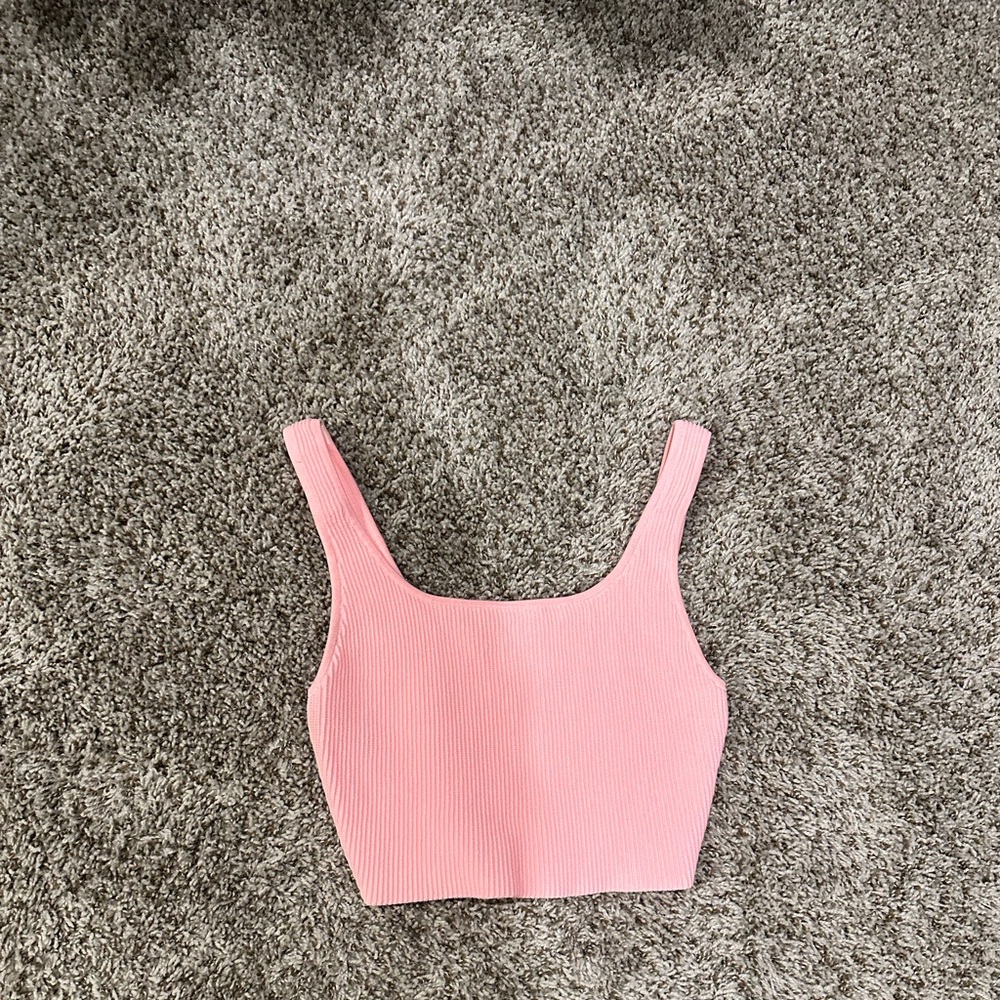 Pink Babaton Knit Pink Crop Top